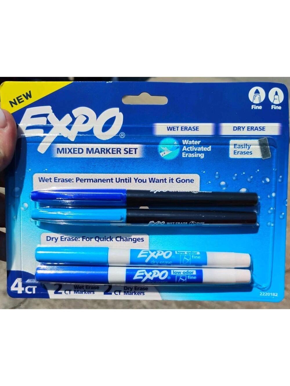 Blue EXPO Mixed Marker Set NEW 4ct Markers Wet/Dry Erase